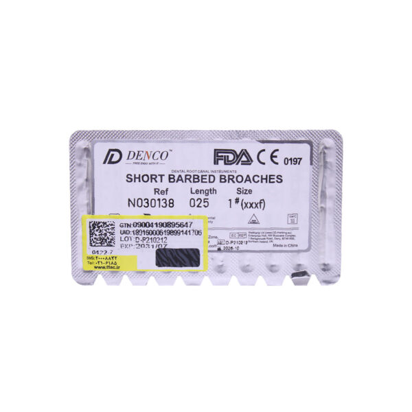 باربروچ طول 25 برند Denco ، خرید باربروچ با کمترین هزینه Barbed Broaches ، خرید باربروچ برند دنکو ، خرید و قیمت باربروچ طول 25 ، تهران دنت