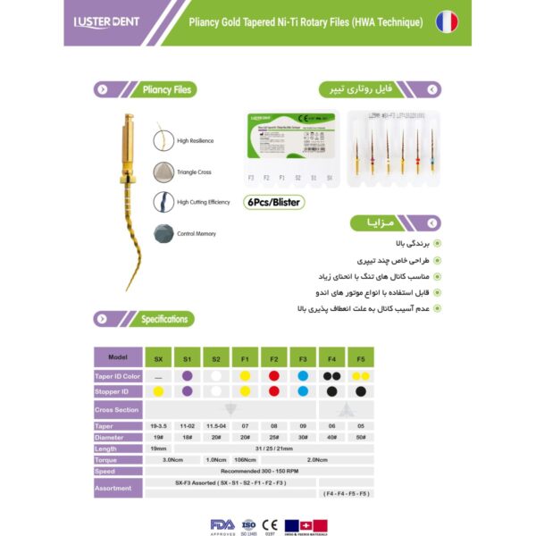خرید و قیمت فایل روتاری 25 میل 6 عددی Lusterdent - قیمت و خرید فایل روتاری برند لاستردنت - تجهیزات دندانپزشکی تهران دنت - دندانت - دندال
