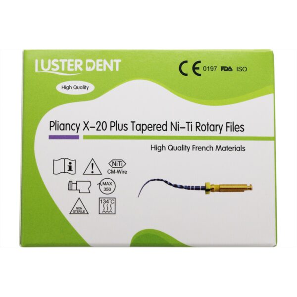 فایل روتاری Lusterdent - Plincy X-20 Plus Tapered - تجهیزات دندانپزشکی تهران دنت - فایل روتاری 25 میل 6 عددی - فایل روتاری برند لاستردنت