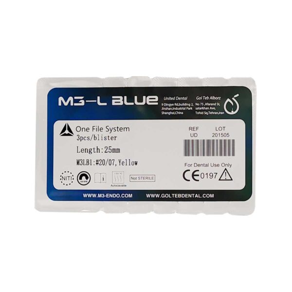 فایل روتاری 7٪ M3 L Blue Rotary File - فایل روتاری 7٪ سه عددی - فایل روتاری 7٪ سه عددی برند M3 - تجهیزات دندانپزشکی تهران دنت - دندانت
