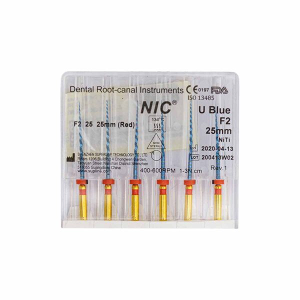 فایل روتاری NIC U Blue Rotary File - فایل روتاری U Blue شش عددی - فایل روتاری U Blue برند NIC - تجهیزات دندانپزشکی تهران دنت - دندانت