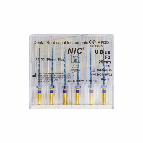 فایل روتاری NIC U Blue Rotary File - فایل روتاری U Blue شش عددی - فایل روتاری U Blue برند NIC - تجهیزات دندانپزشکی تهران دنت - دندانت