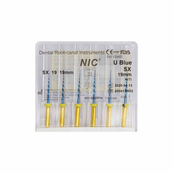 فایل روتاری NIC U Blue Rotary File - فایل روتاری U Blue شش عددی - فایل روتاری U Blue برند NIC - تجهیزات دندانپزشکی تهران دنت - دندانت