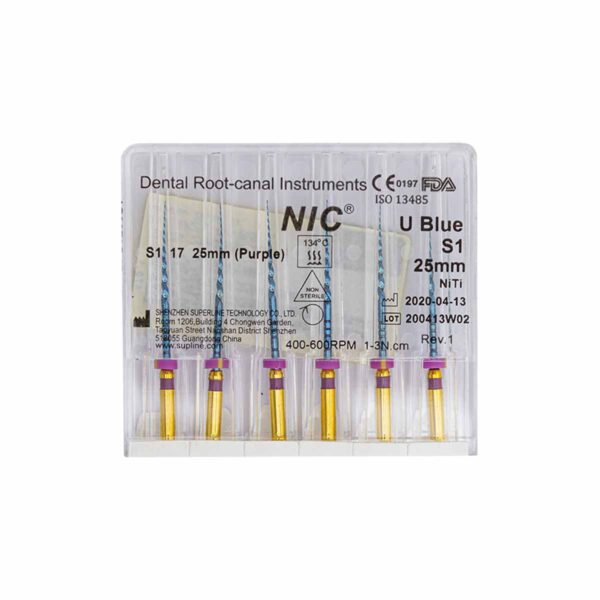 فایل روتاری NIC U Blue Rotary File - فایل روتاری U Blue شش عددی - فایل روتاری U Blue برند NIC - تجهیزات دندانپزشکی تهران دنت - دندانت