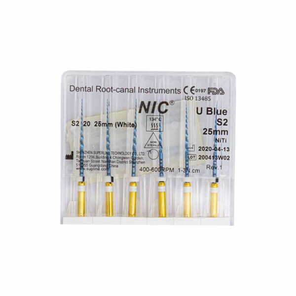 فایل روتاری NIC U Blue Rotary File - فایل روتاری U Blue شش عددی - فایل روتاری U Blue برند NIC - تجهیزات دندانپزشکی تهران دنت - دندانت