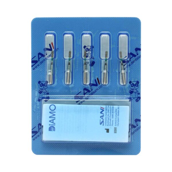 فرز الماسی مدل استوانه ای ته صاف توربین 5 عددی - خرید و قیمت اندودانتیکس - Dental Diamond Burs Flat End Cylinder 835 - تجهیزات دندانپزشکی
