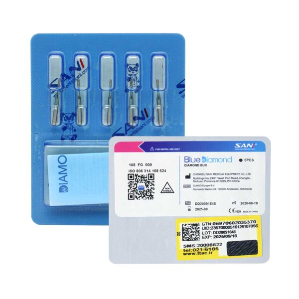 فرز الماسی مدل استوانه ای ته صاف توربین 5 عددی - خرید و قیمت اندودانتیکس - Dental Diamond Burs Flat End Cylinder 835 - تجهیزات دندانپزشکی