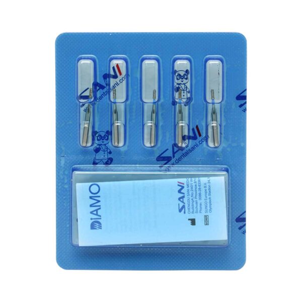 فرز الماسی مدل استوانه ای ته صاف توربین 5 عددی - خرید و قیمت اندودانتیکس - Dental Diamond Burs Flat End Cylinder 835 - تجهیزات دندانپزشکی