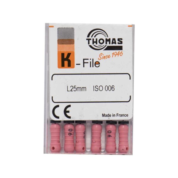 خرید و قیمت K فایل طول 25 Thomas - فایل دستی THOMAS - فروش لوازم مطب دندانپزشکی - تهران دنت - وسایل دندانپزشکی - K فایل طول 25 برند توماس