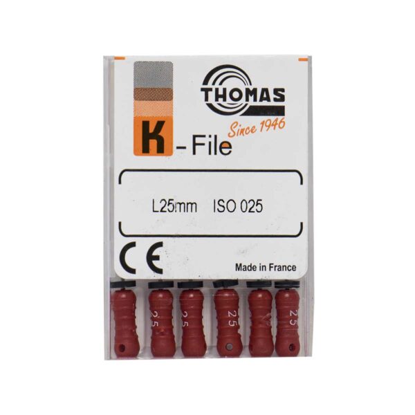 خرید و قیمت K فایل طول 25 Thomas - فایل دستی THOMAS - فروش لوازم مطب دندانپزشکی - تهران دنت - وسایل دندانپزشکی - K فایل طول 25 برند توماس