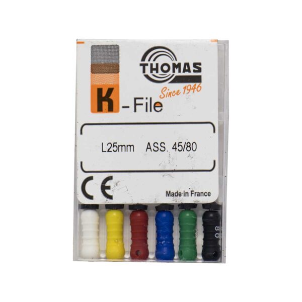 خرید و قیمت K فایل طول 25 Thomas - فایل دستی THOMAS - فروش لوازم مطب دندانپزشکی - تهران دنت - وسایل دندانپزشکی - K فایل طول 25 برند توماس