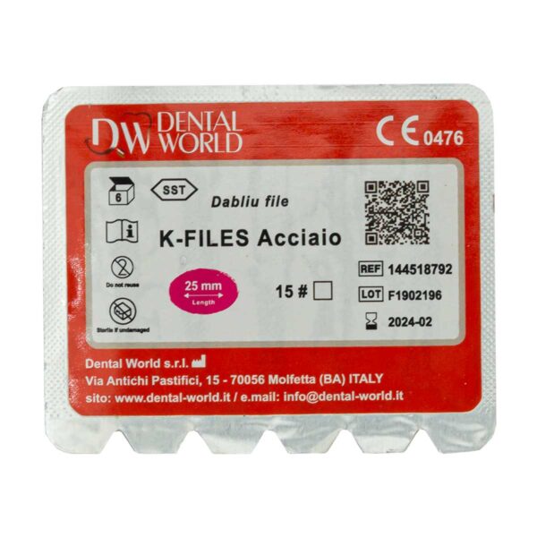 K فایل طول 25 Dental World - خرید K فایل طول 25 با بالاترین کیفیت - فروشگاه تجهیزات دندانپزشکی - فروشگاه دندانپزشکی آنلاین تهران دنت - دندال