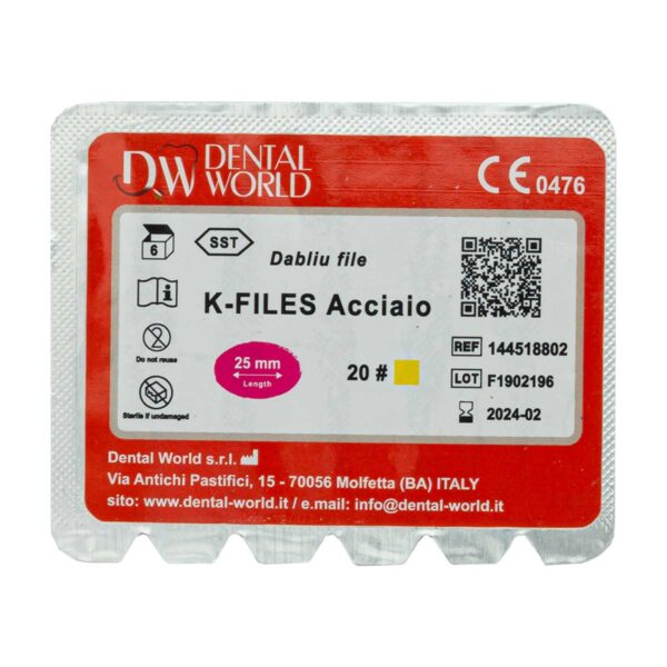 K فایل طول 25 Dental World - خرید K فایل طول 25 با بالاترین کیفیت - فروشگاه تجهیزات دندانپزشکی - فروشگاه دندانپزشکی آنلاین تهران دنت - دندال