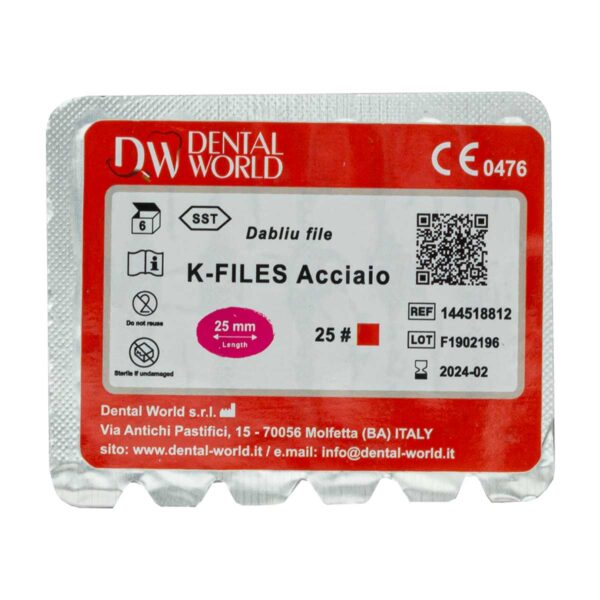 K فایل طول 25 Dental World - خرید K فایل طول 25 با بالاترین کیفیت - فروشگاه تجهیزات دندانپزشکی - فروشگاه دندانپزشکی آنلاین تهران دنت - دندال