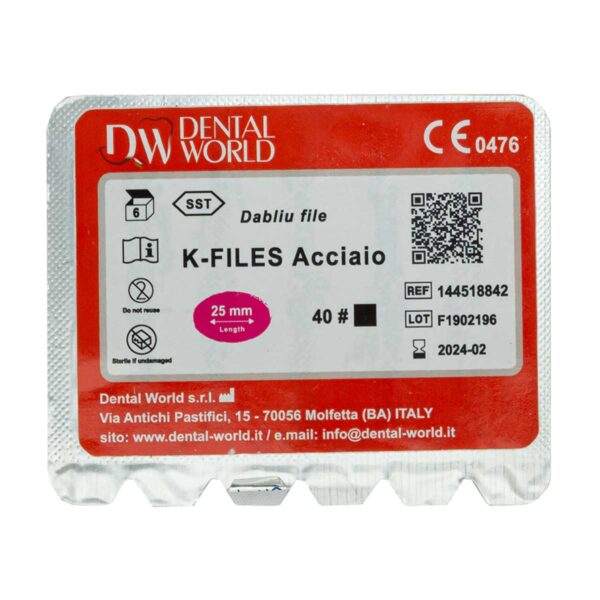 K فایل طول 25 Dental World - خرید K فایل طول 25 با بالاترین کیفیت - فروشگاه تجهیزات دندانپزشکی - فروشگاه دندانپزشکی آنلاین تهران دنت - دندال