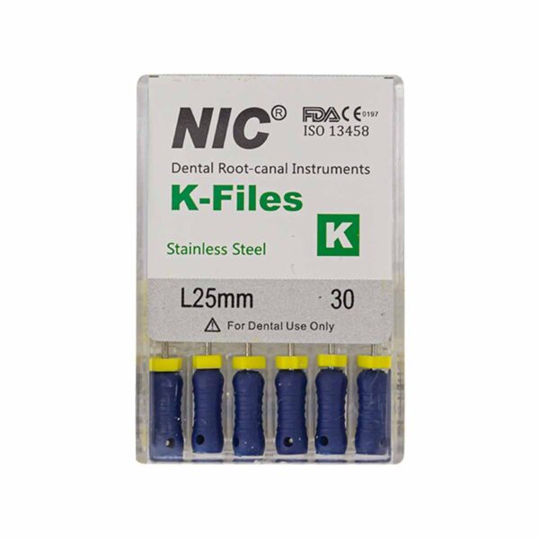قیمت و خرید K فایل طول 25 برند NIC - فایل دستی K طول 25 - فروشگاه تجهیزات دندانپزشکی - تجهیزات دندانپزشکی تهران دنت - فروش انواع فایل دستی دندانپزشکی