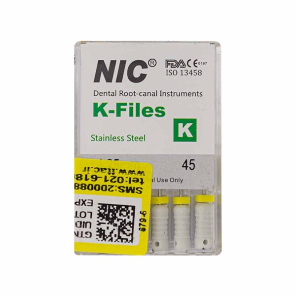 قیمت و خرید K فایل طول 25 برند NIC - فایل دستی K طول 25 - فروشگاه تجهیزات دندانپزشکی - تجهیزات دندانپزشکی تهران دنت - فروش انواع فایل دستی دندانپزشکی