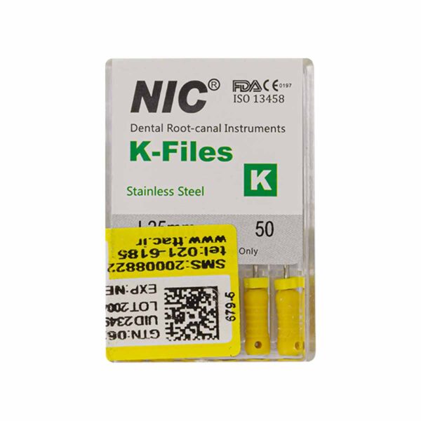 قیمت و خرید K فایل طول 25 Nik - فایل دستی K طول 25 - فروشگاه تجهیزات دندانپزشکی - تجهیزات دندانپزشکی تهران دنت - فروش انواع فایل دستی