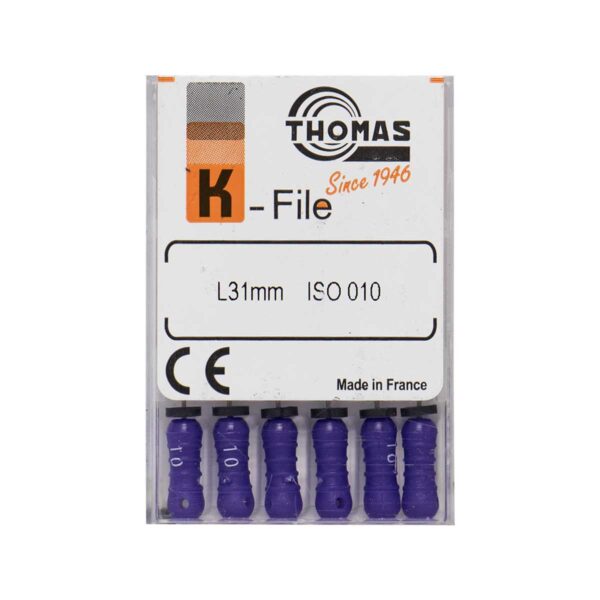 K فایل طول 31 Thomas - فایل دستی K طول 25 و 31 THOMAS - فروش لوازم مطب دندانپزشکی - خرید تجهیزات دندانپزشکی تهران دنت - دندانت - دندال