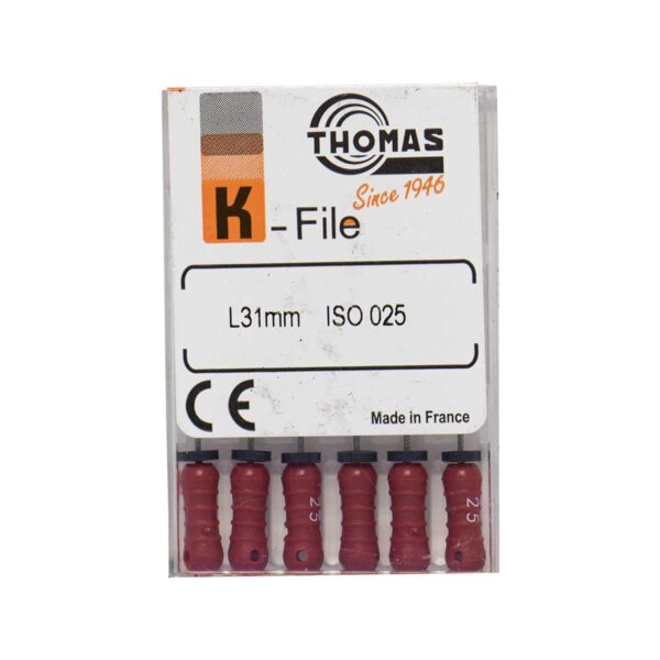 K فایل طول 31 Thomas - فایل دستی K طول 25 و 31 THOMAS - فروش لوازم مطب دندانپزشکی - خرید تجهیزات دندانپزشکی تهران دنت - دندانت - دندال