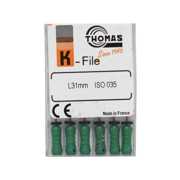 K فایل طول 31 Thomas - فایل دستی K طول 25 و 31 THOMAS - فروش لوازم مطب دندانپزشکی - خرید تجهیزات دندانپزشکی تهران دنت - دندانت - دندال